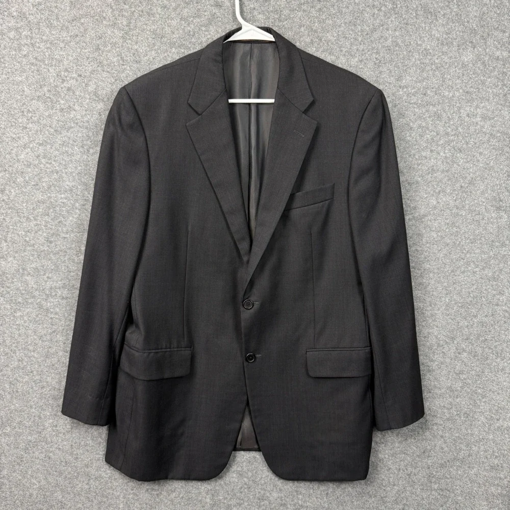 Hickey Freeman Loro Piana Super 130s Wool Blazer Charcoal Grey 41R Mens YA003